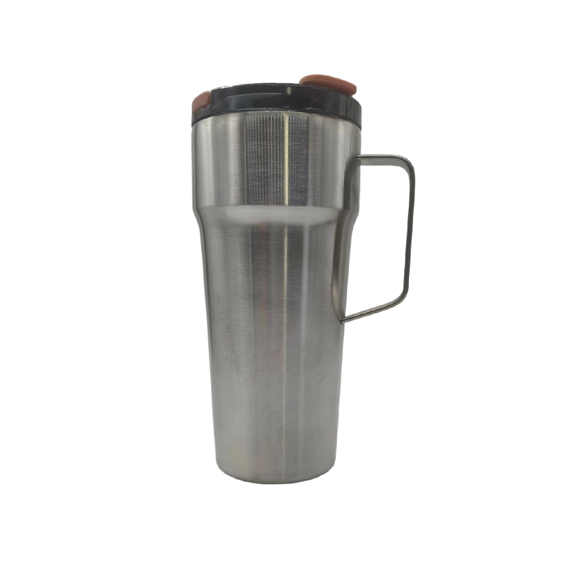 Caneca de viagem isolada a vácuo de parede dupla com alça