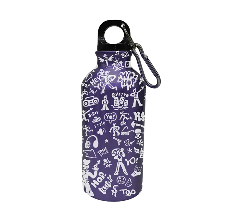 Garrafa esportiva de aço inoxidável Purple Graffiti Street Art